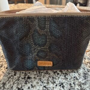 Consuela Dark Snakeskin Pouch